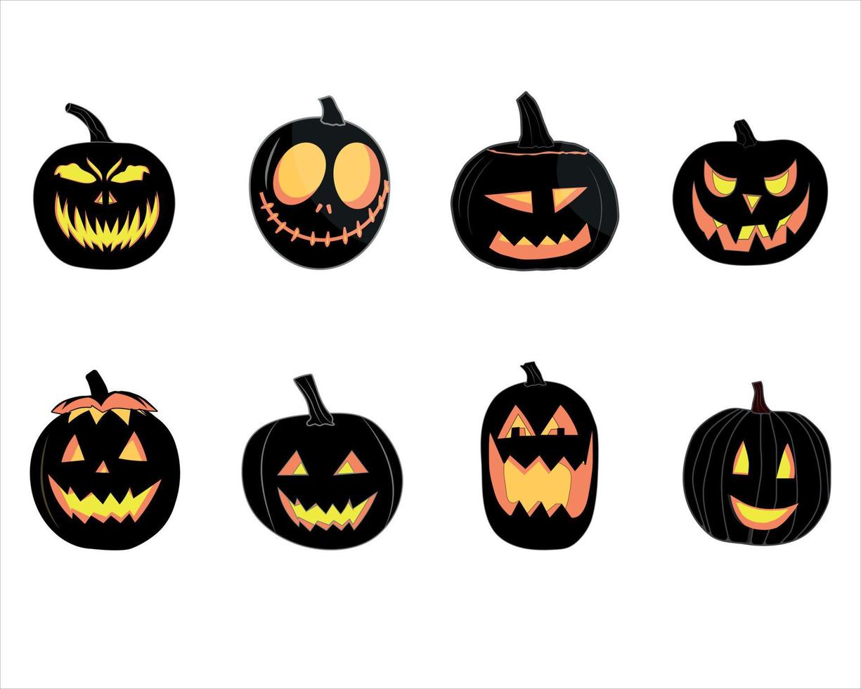 vector de calabazas de halloween negro con fondo blanco.