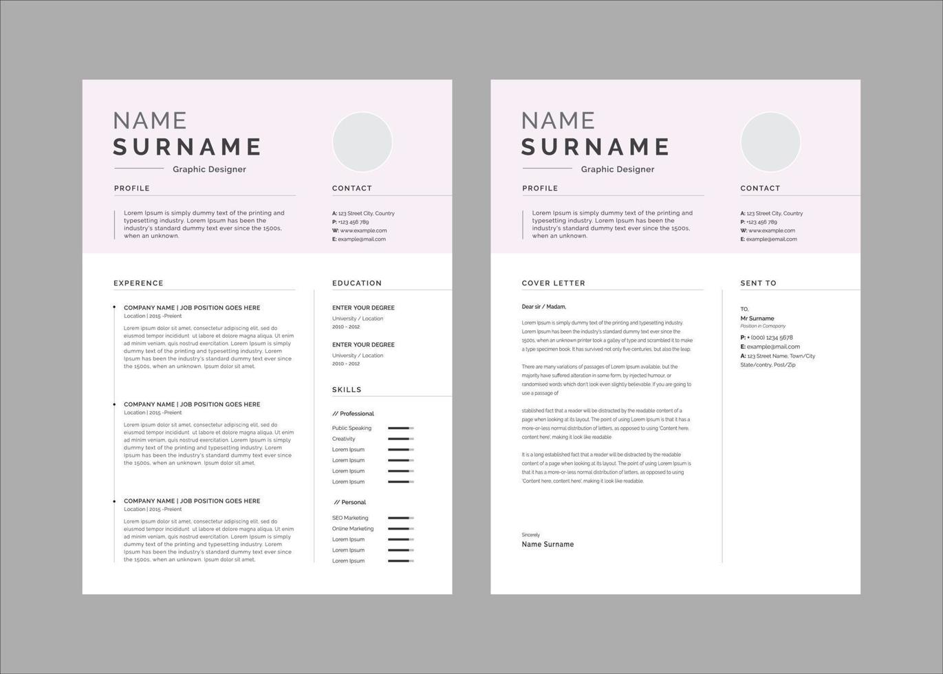 Professional resume or cv design template and vector modern resume.