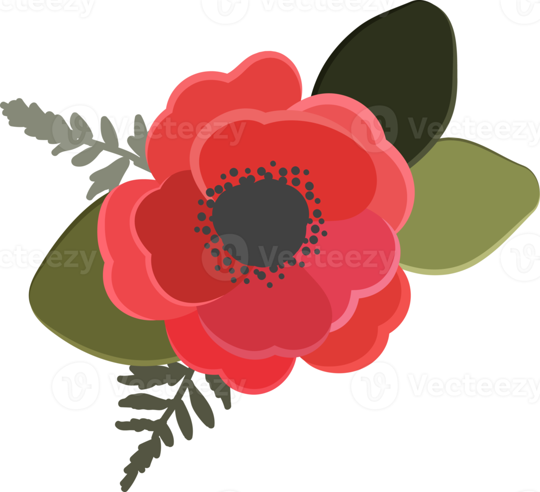 kleurrijk anemoon bloem boeket verzameling vlak stijl png