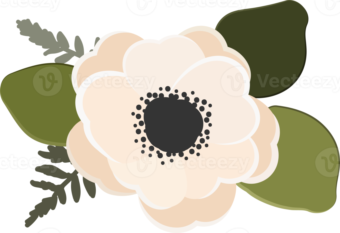 colorful anemone flower bouquet collection flat style png