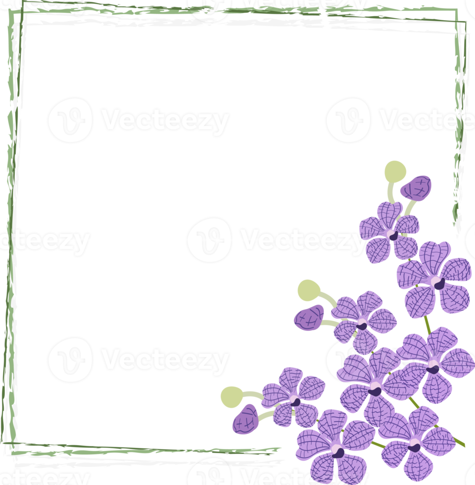 minimal purple Vanda bouquet wreath frame png