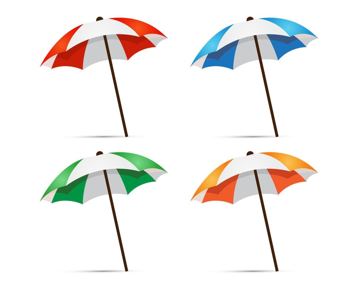 Collection of beach umbrella design icon vector
