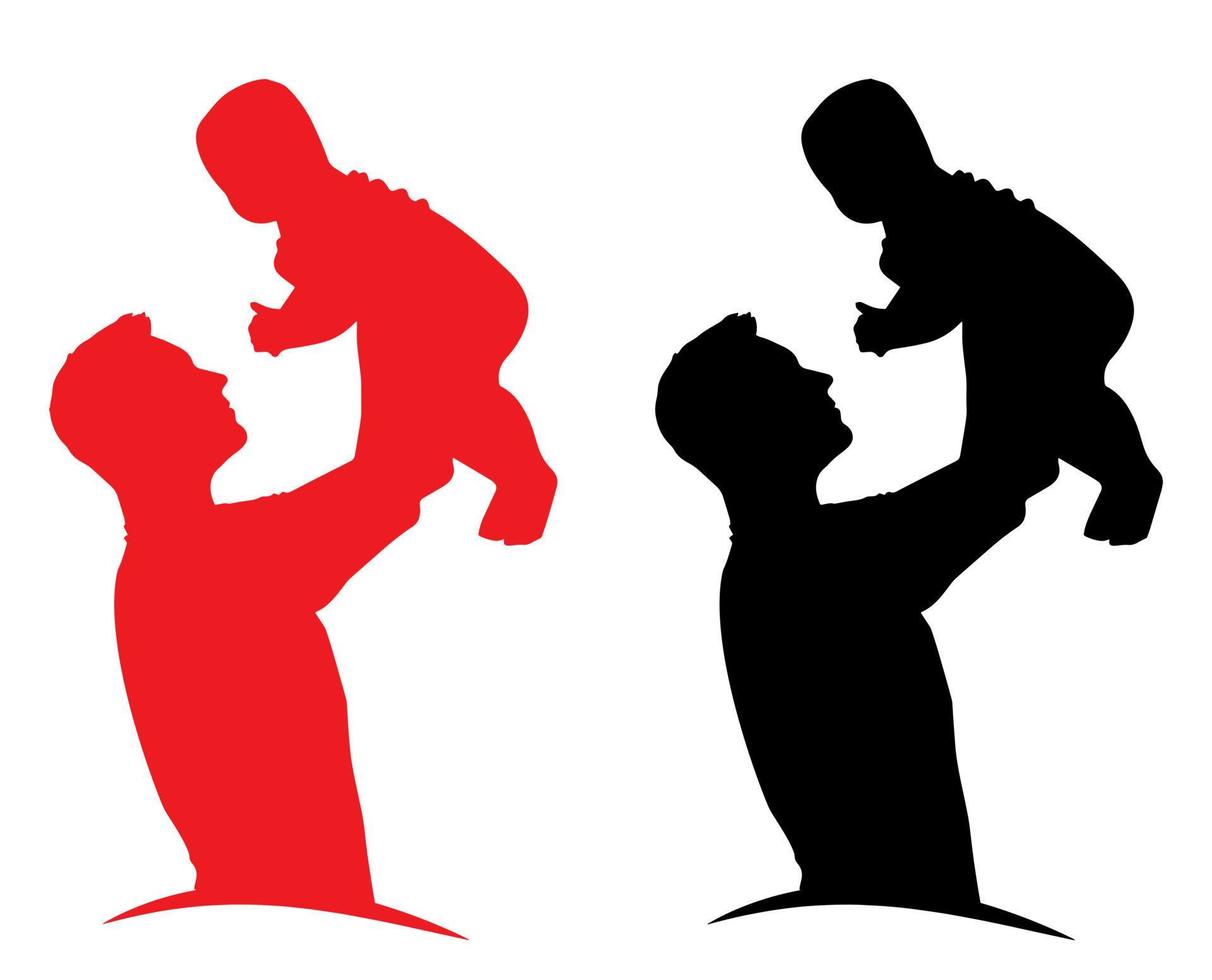 Silhouette of father holding baby design vector