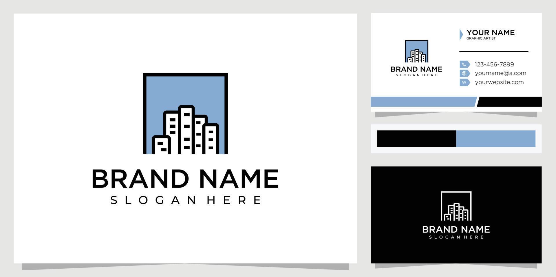 Abstract square building logo design concept vector