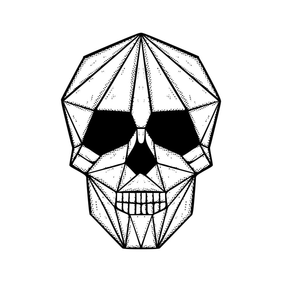 Skull Illustration hand drawn cartoon sketch lineart vintage style vector