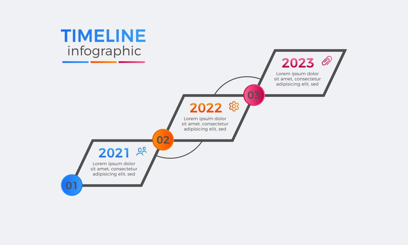 Modern timeline three steps infographics design, Timeline Infographic label design template with icon vector