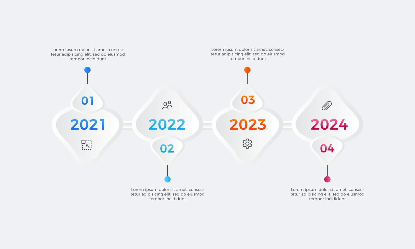 Modern timeline four steps infographics design, Timeline Infographic label design template with icon vector