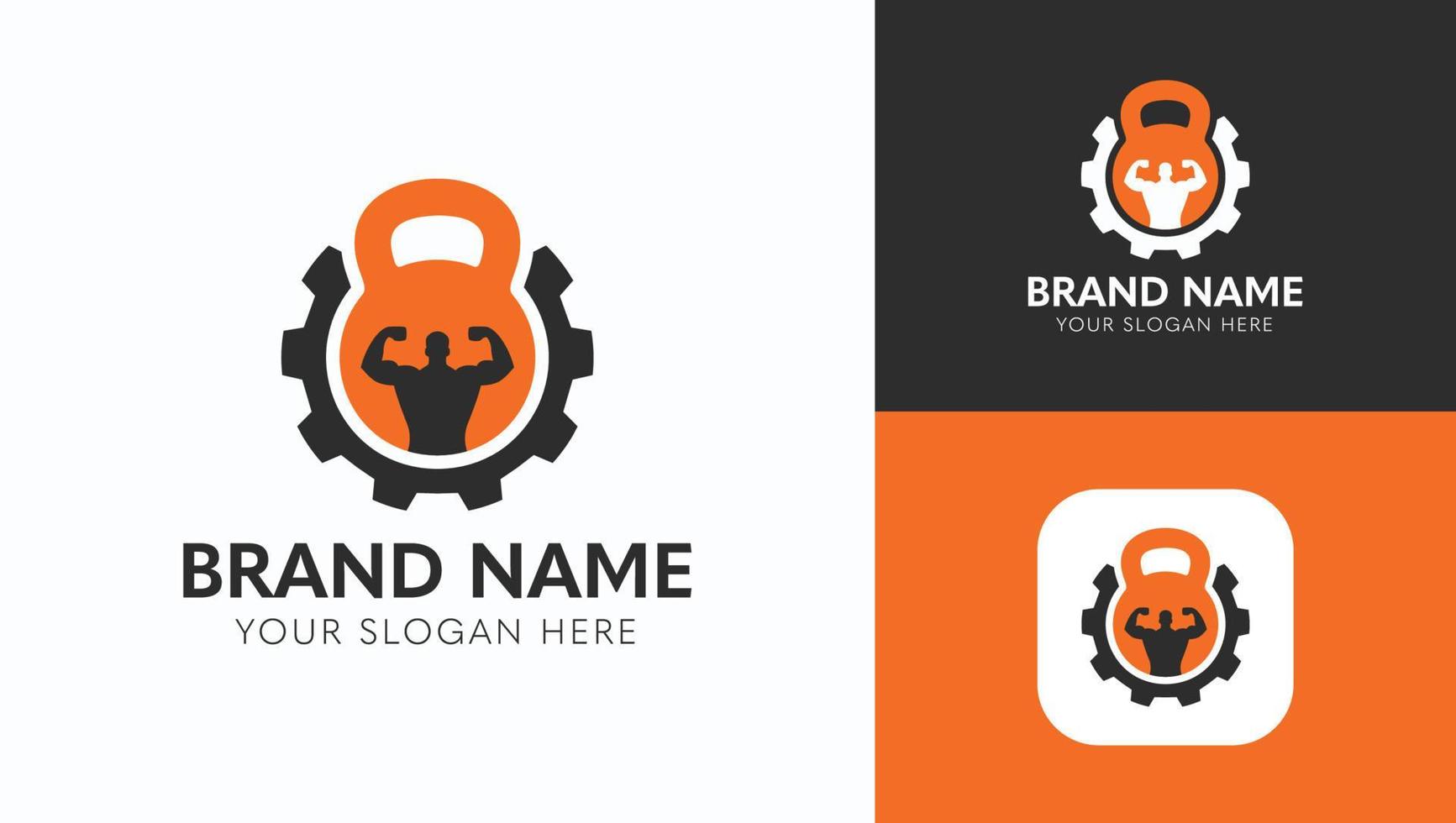 Fitness service logo combination template vector