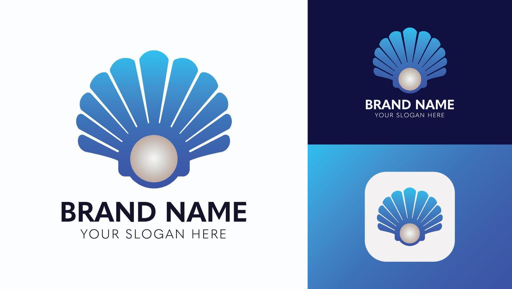 Pearl modern logo with seashell vector