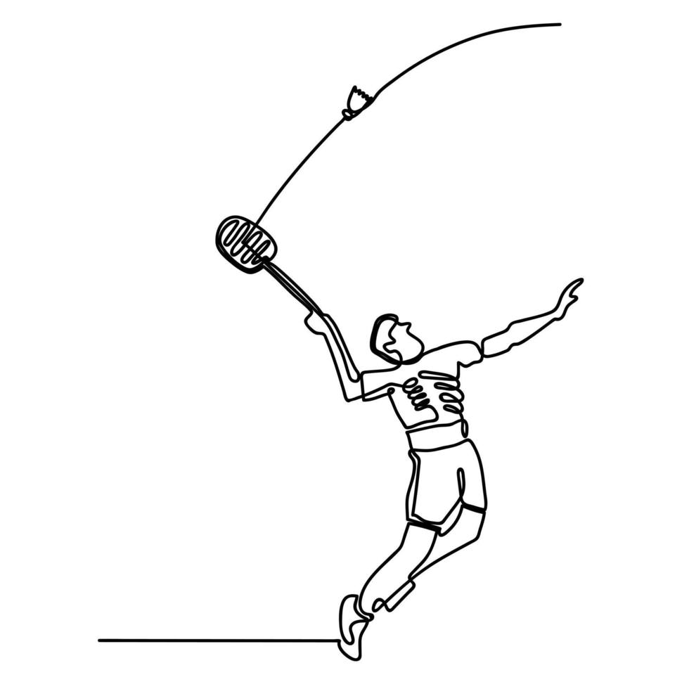 Badminton Smash in Single Continuous Line in Vector