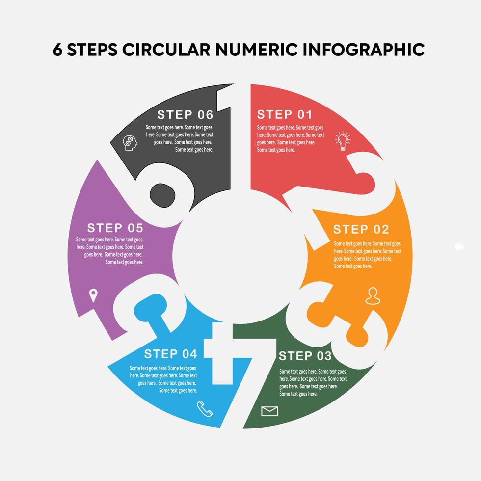 6 Steps Circular Numeric Infographic vector