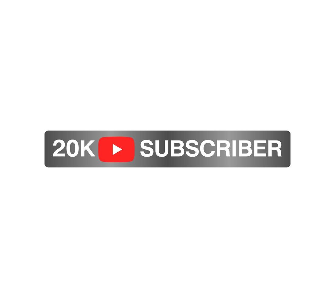 20k subscriber celebration red silver banner art vector illustration