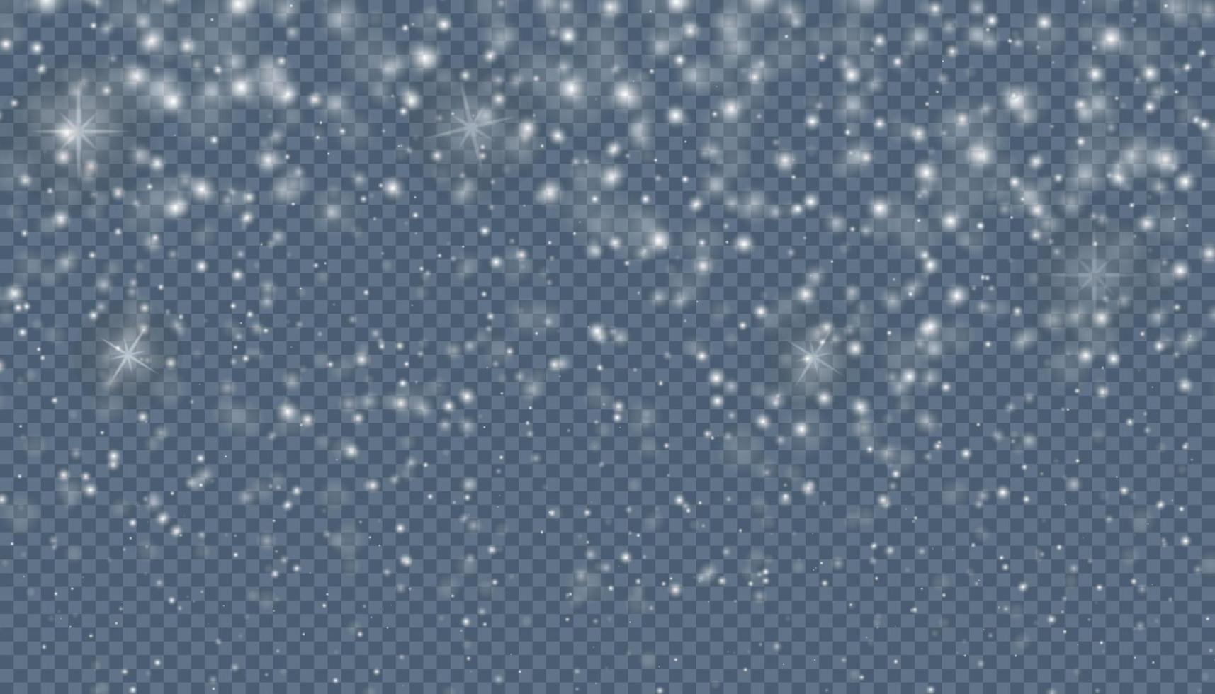 Fondo mágico de superposición de copos de nieve de Navidad. nieve que cae realista para la tarjeta de felicitación de año nuevo. patrón transparente con ventisca y copos vector