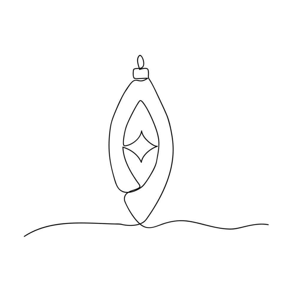 Continuous one line drawing of Christmas ball. Christmas ball isolated on white background. Vector illustration