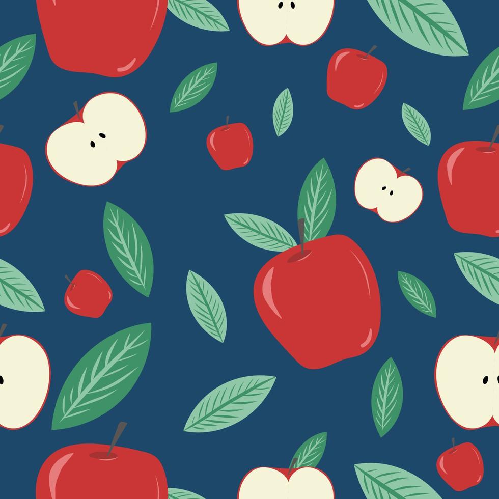 Vector seamless pattern with apples. Apple varieties, cripps pink, empire, fuji, gala, golden, granny smith, Mcintosh. Fruits in your garden. Handmade picture