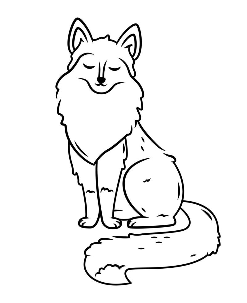 A cute red fox is sitting on a white background. Vector illustration with cute forest animals in cartoon style.