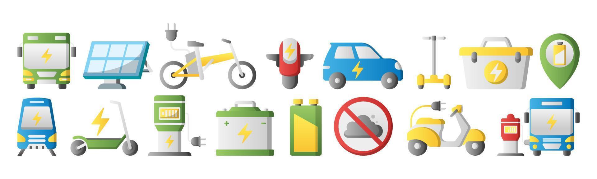 Electric Transport icon set design template vector illustration