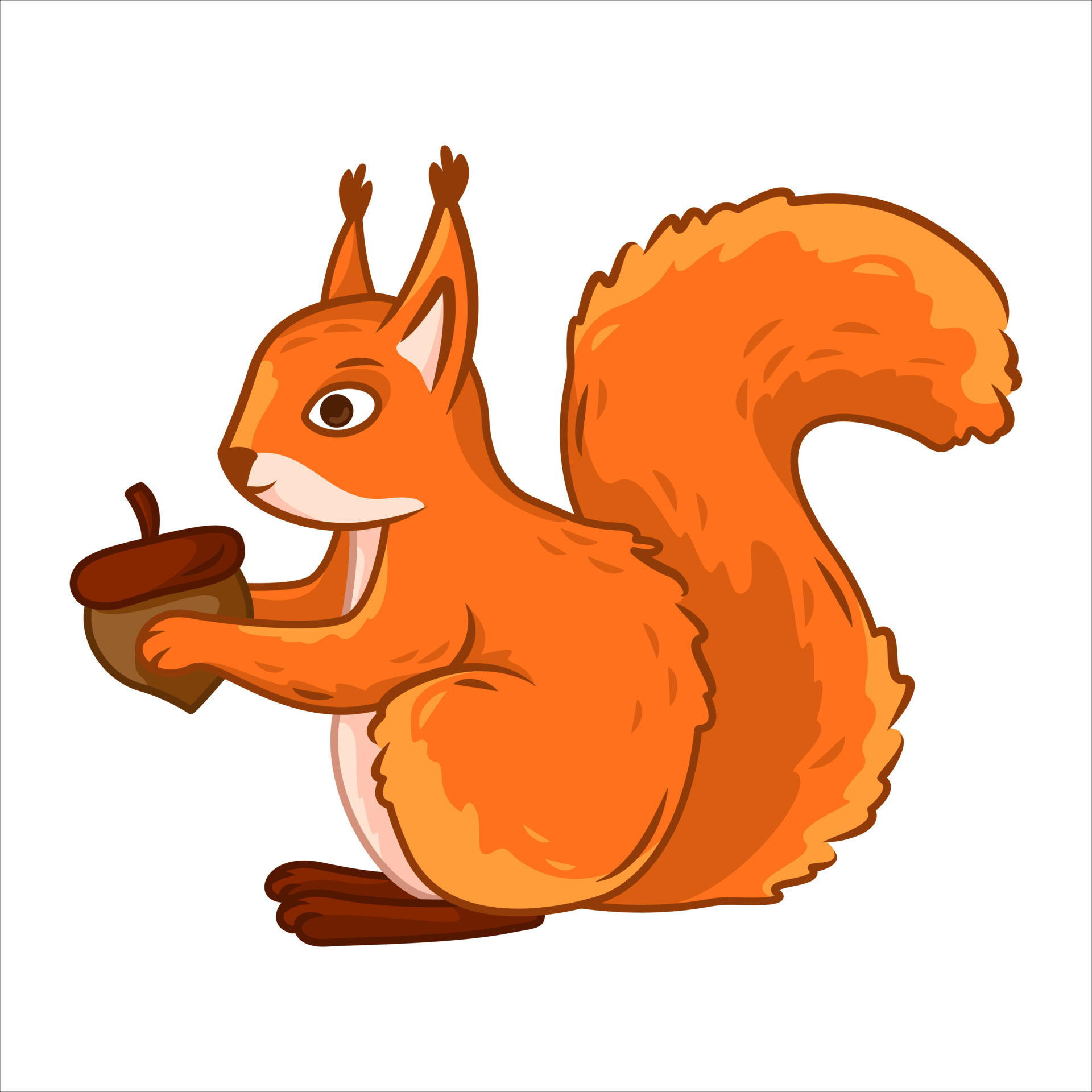 a cute red squirrel sits like a nut in its paws on a white background.  contour image. Vector illustration with cute forest animals in cartoon  style. 12676356 Vector Art at Vecteezy