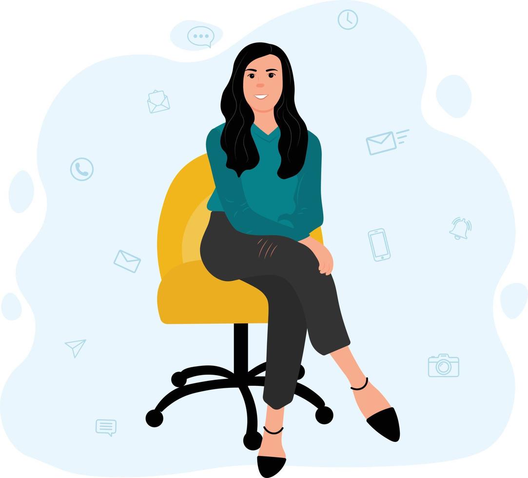 Woman sitting on office chair vector