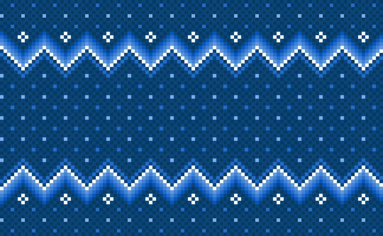 patrón étnico geométrico, fondo africano de bordado vectorial, punto de cruz y textura de adorno de patrón azul vector