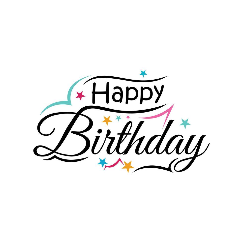 letras de caligrafía feliz cumpleaños tarjeta de felicitación y diseño de vector de banner