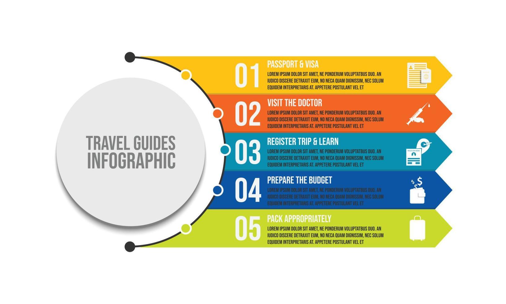 Travel guides infographi template design vector
