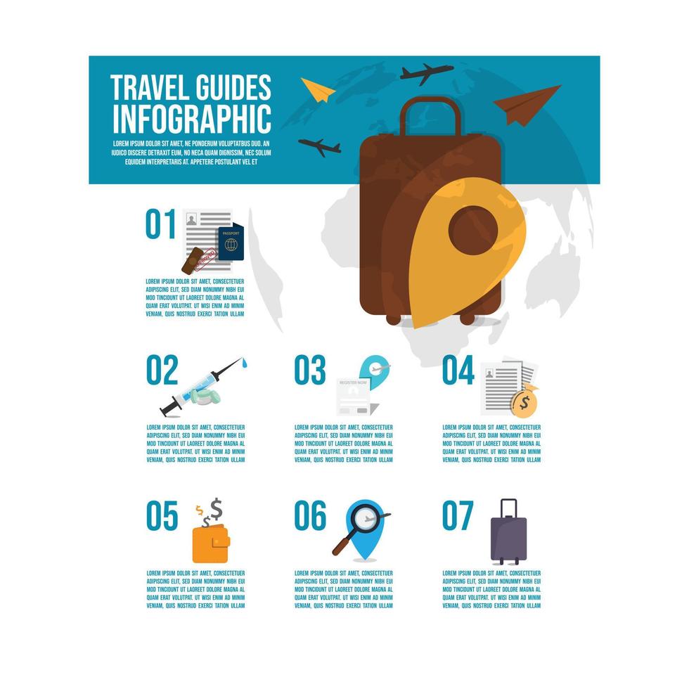 Travel guides infographi template design vector