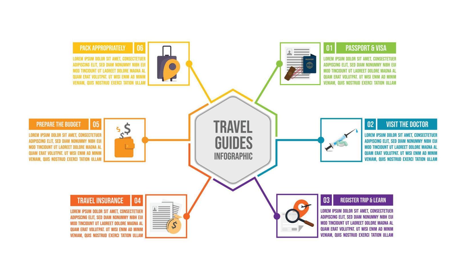 Travel guides infographi template design vector