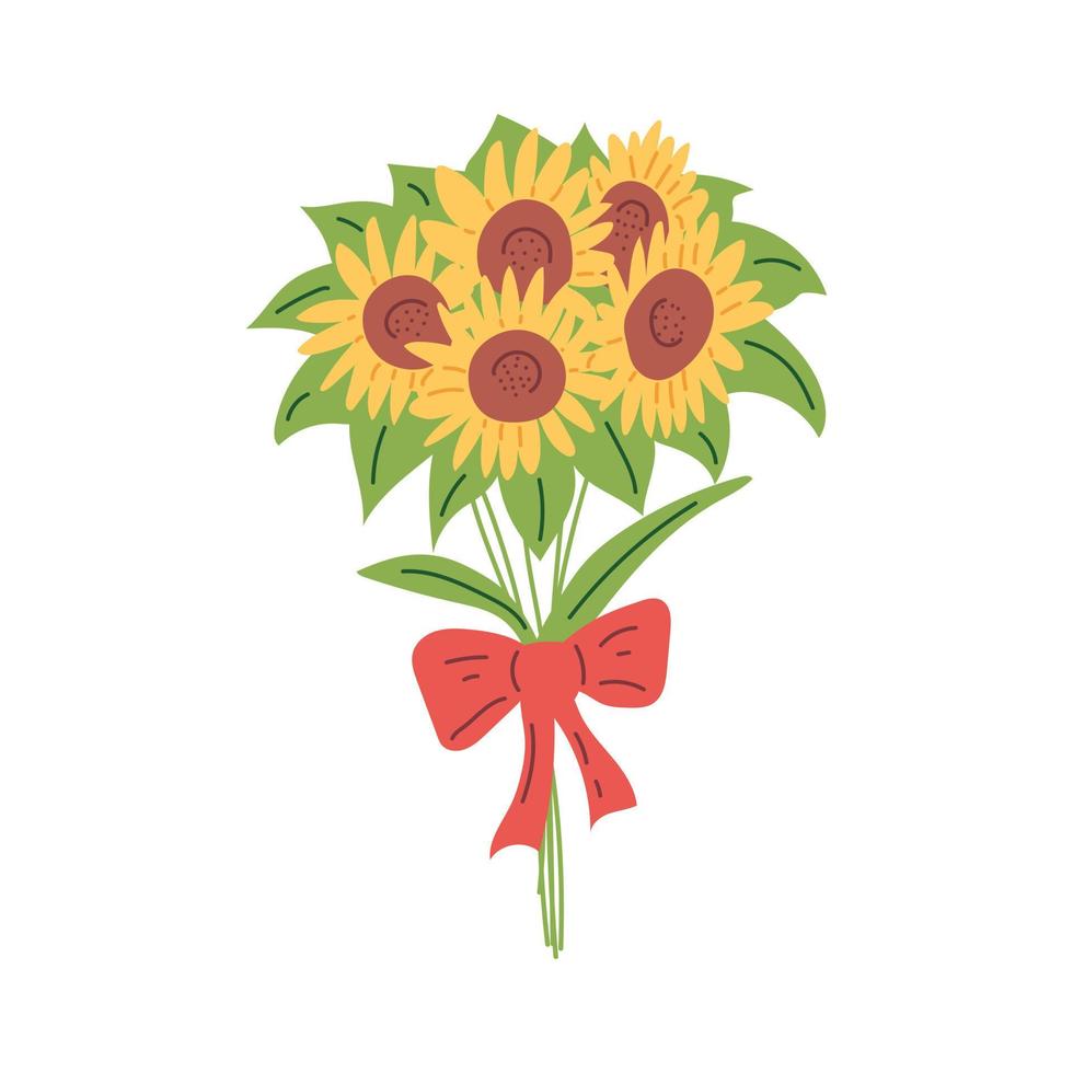 Bouquet of Sunflowers. Thanksgiving Day Collection. Flat vector illustration