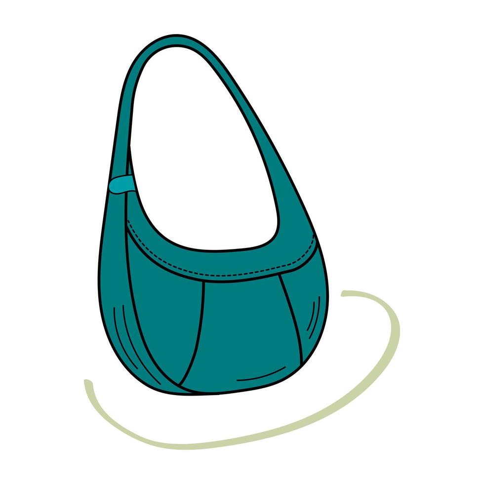 Freehand line art of womens handbag silhouette. Piece of clothing. Accessory. Isolated illustration. vector