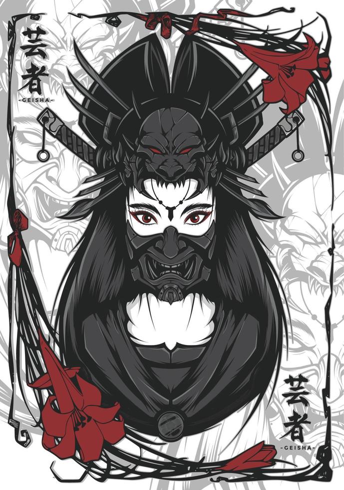 Ilustración de vector de chica geisha