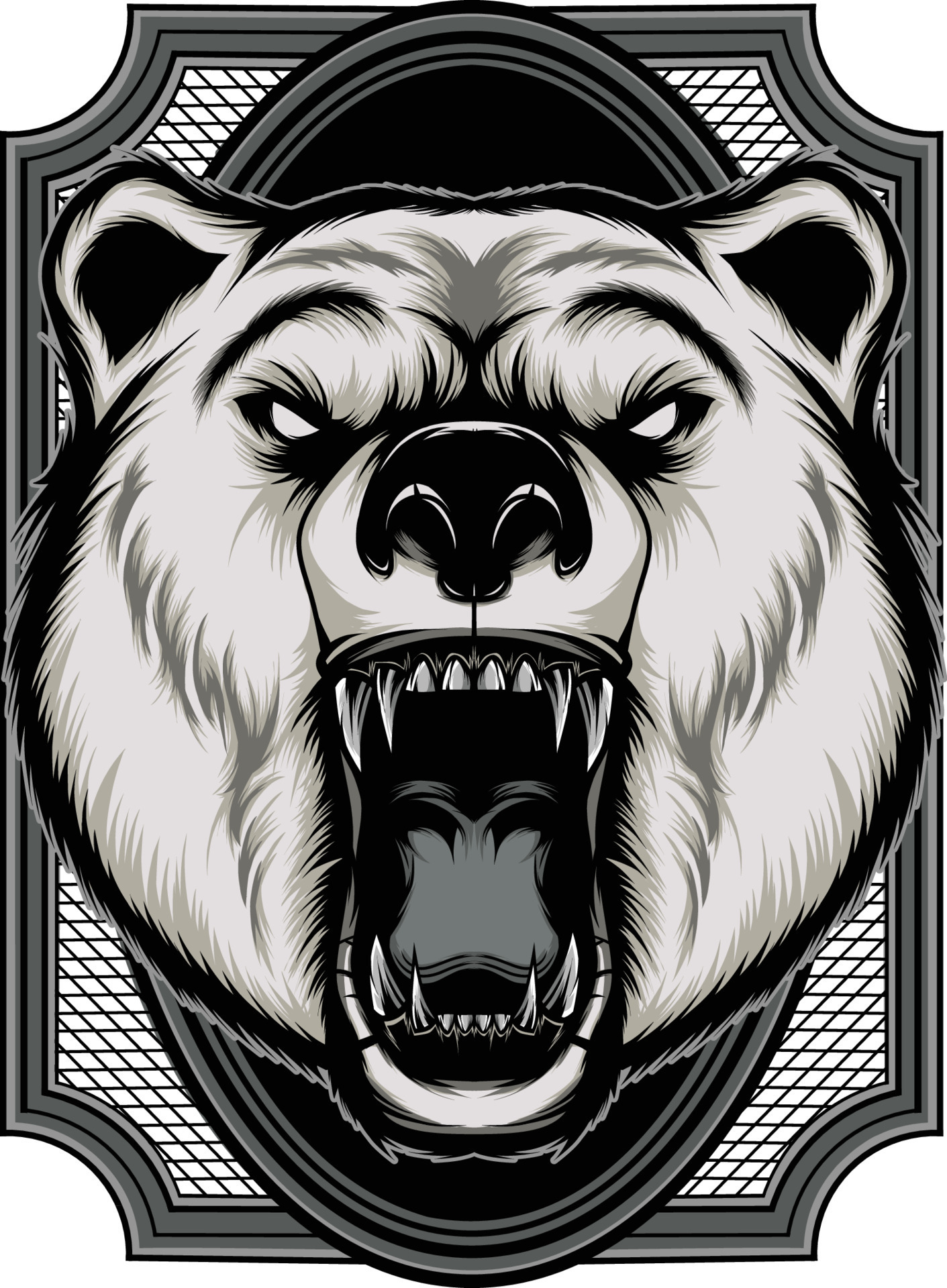 Polar Bear Head Vector Illustration 12676697 Vector Art At Vecteezy