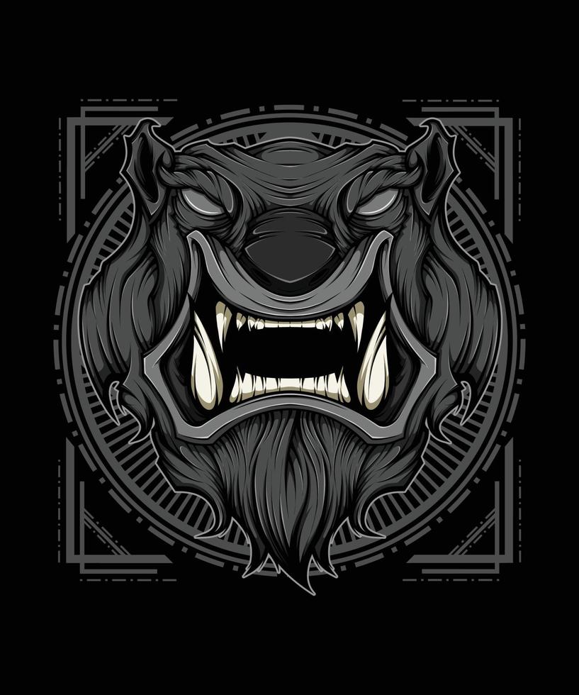 Monster Head Mascot Vector Illustration