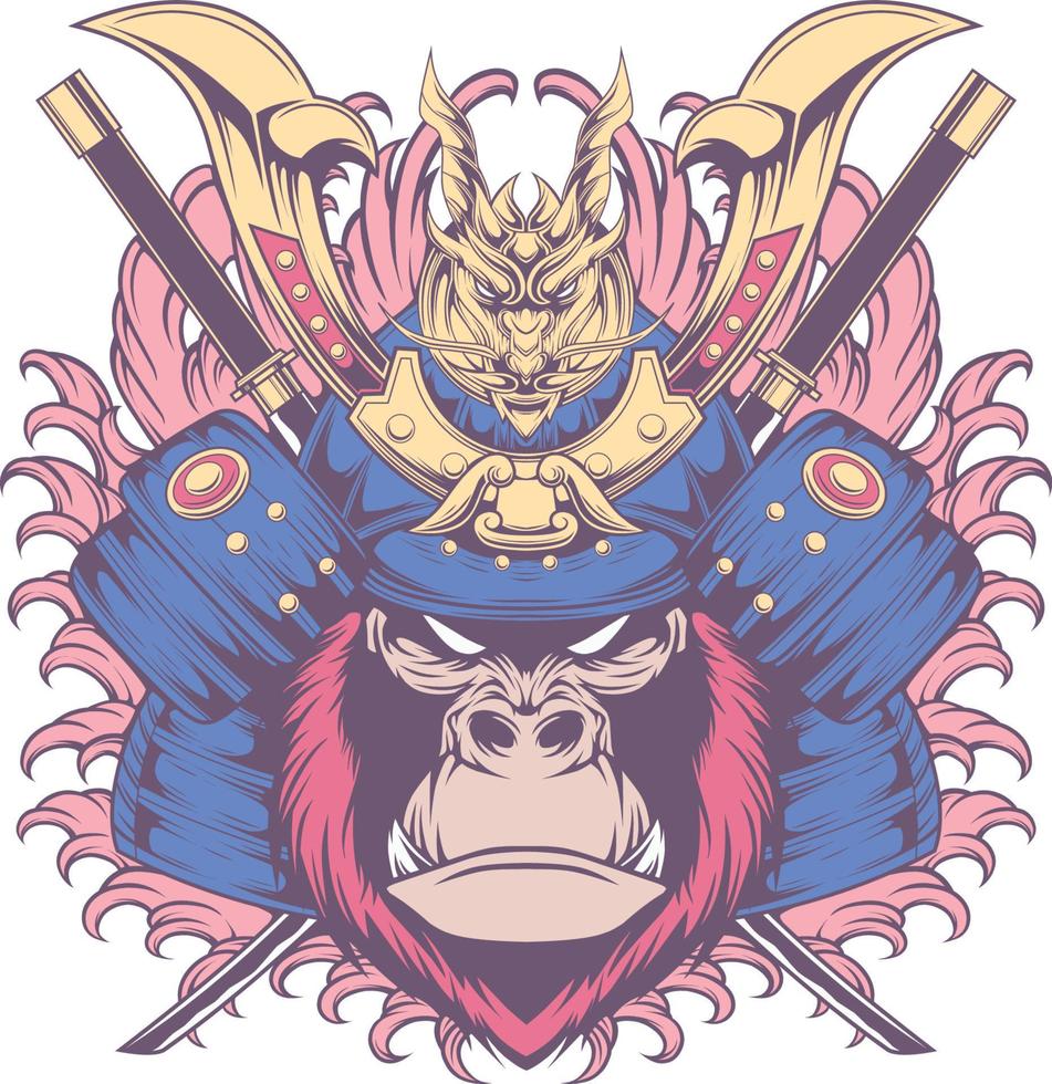 Gorilla Samurai Mascot Vector Image