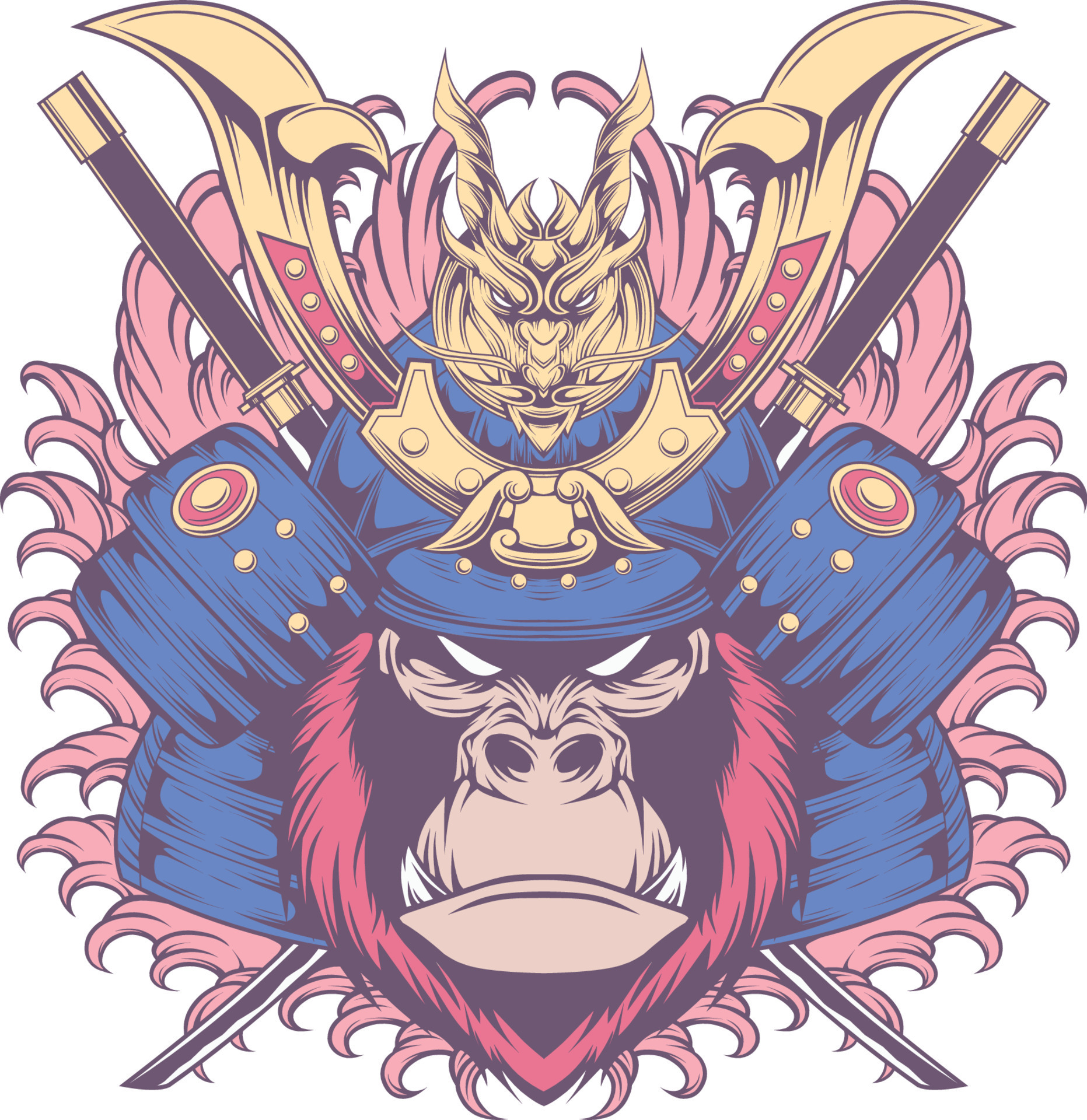 Gorilla Samurai Mascot Vector Image 12676707 Vector Art at Vecteezy