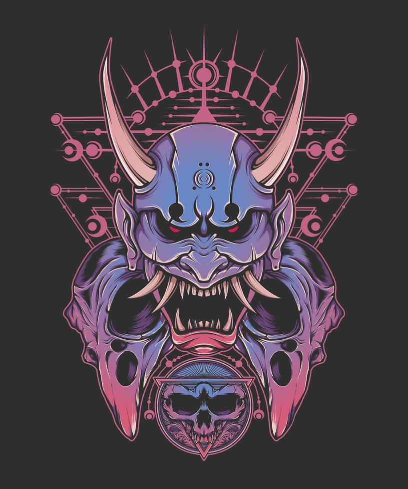 Oni Crow Sacred Geometry vector