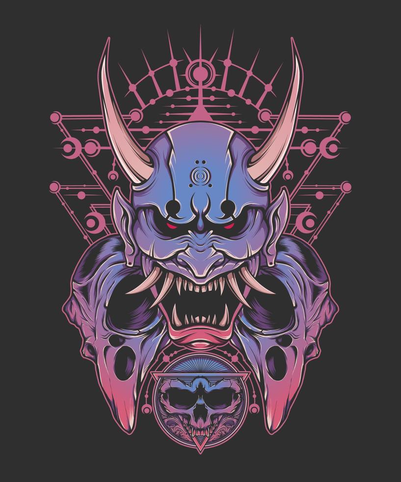 Oni Crow Sacred Geometry vector