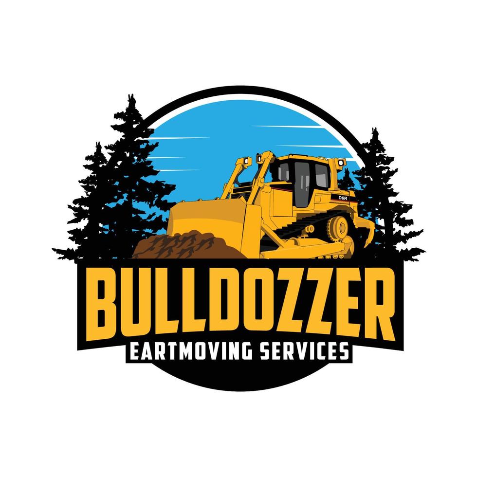 vector de plantilla de logotipo de círculo de bulldozer. vector de logotipo de equipo pesado para empresa de construcción.