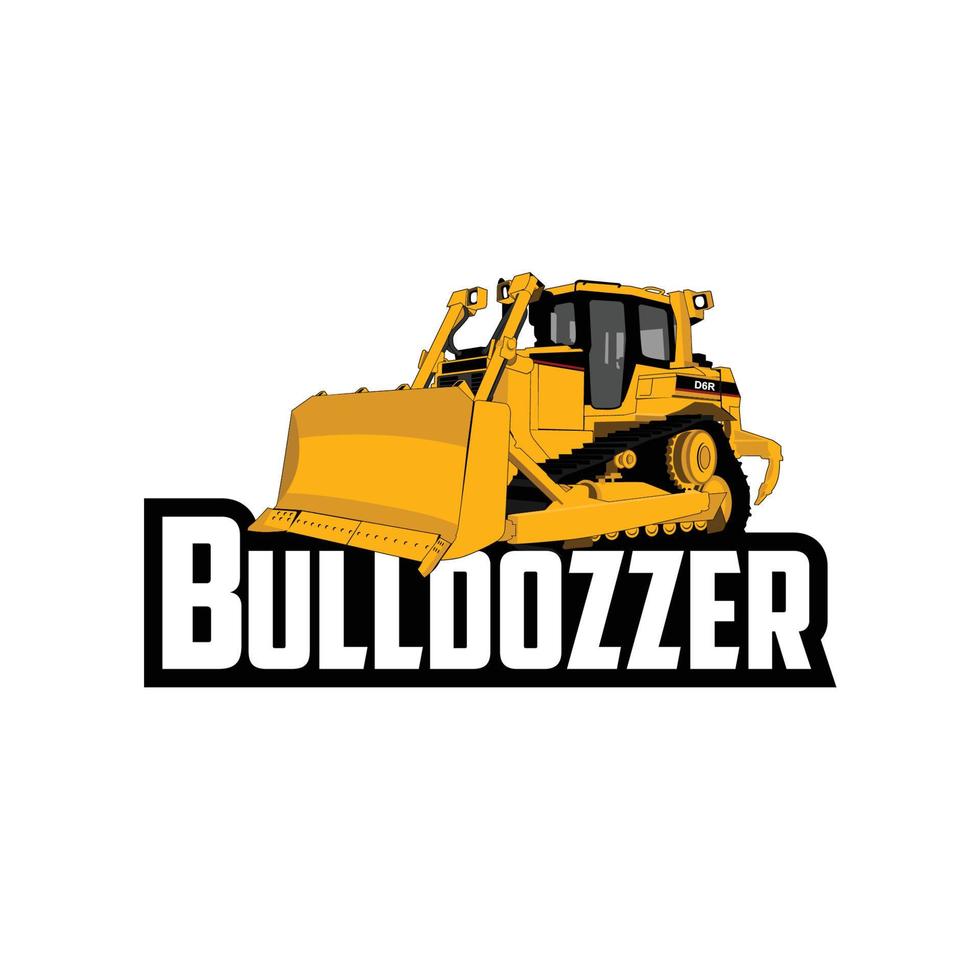 Bulldozer construction equipment logo design vector