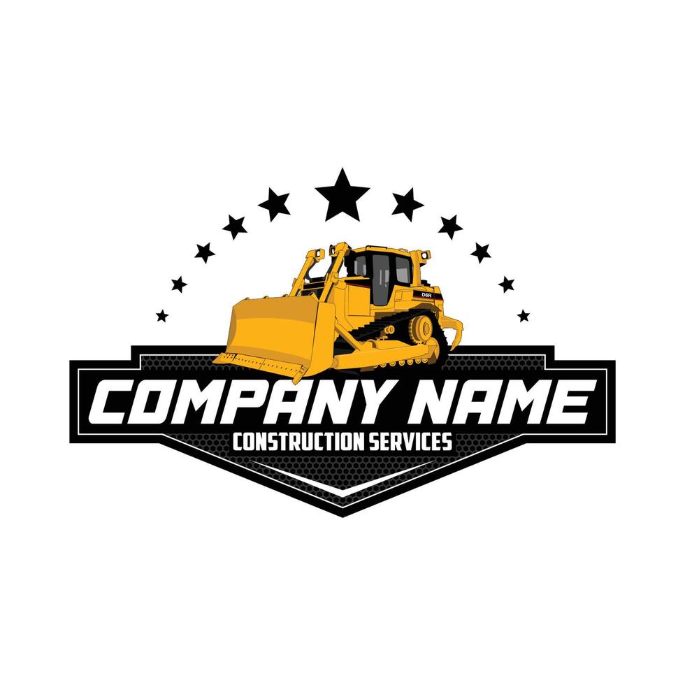 Bulldozer logo template vector. Heavy equipment logo vector for construction company.