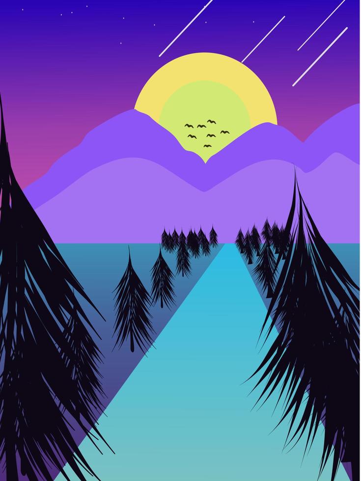 montaña vectorial con la naturaleza vector