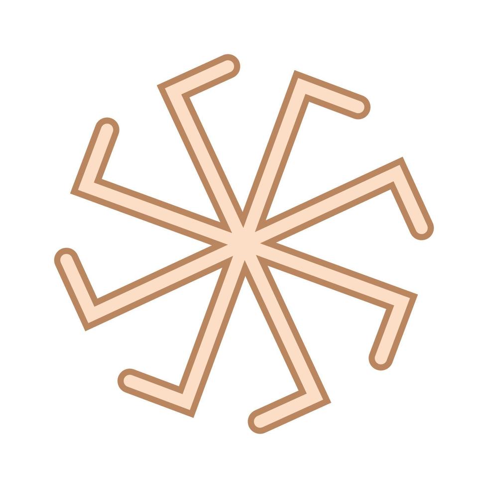 Ladinets, female Kolovrat. a Slavic symbol decorated with Scandinavian weaving ornaments. Beige trendy vector