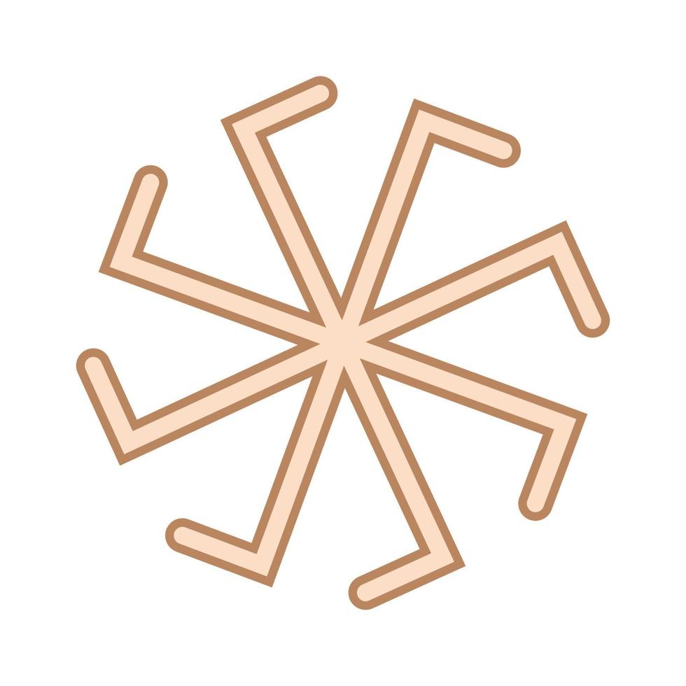 Ladinets, female Kolovrat. a Slavic symbol decorated with Scandinavian weaving ornaments. Beige trendy vector