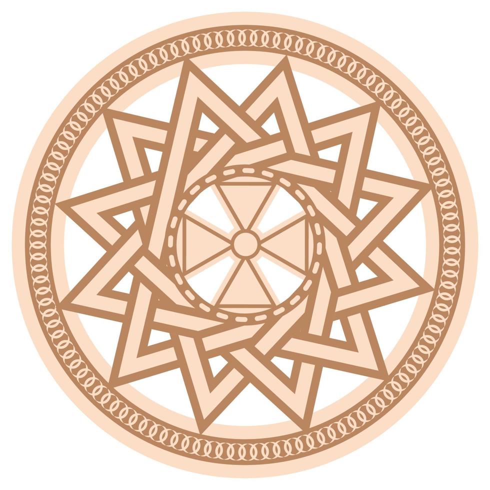 la estrella de ertsgamma, un símbolo eslavo decorado con un adorno en una corona de tejido escandinavo. beige de moda vector