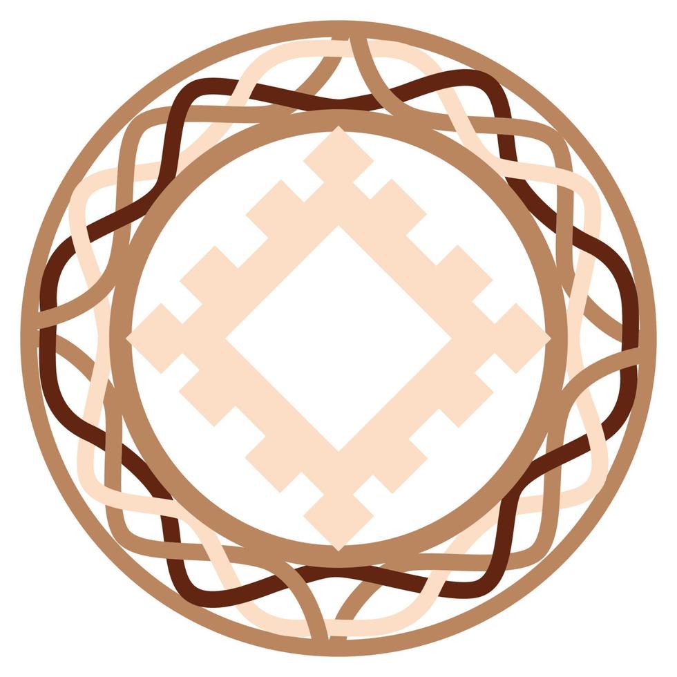 Burdock of happiness, a Slavic symbol decorated with an ornament in a wreath of Scandinavian weaving. Beige trendy design vector