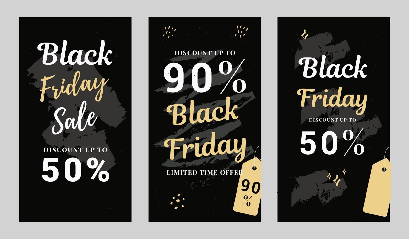 establecer banner de venta de viernes negro, plantillas de historias para redes sociales vector