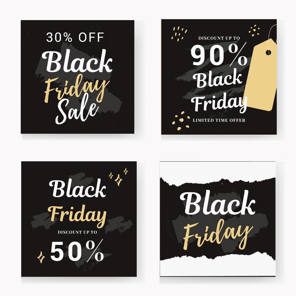 set Black friday sale banner, post templates for social media vector