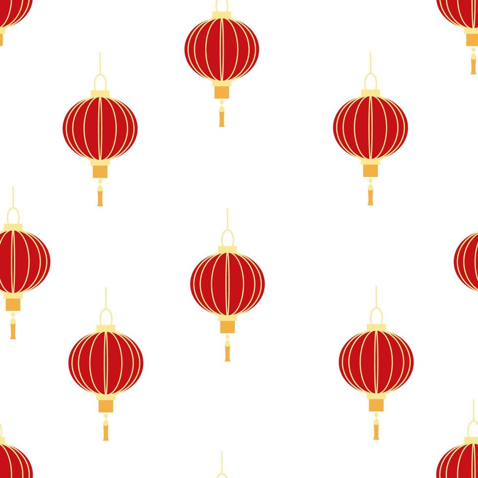 Chinese seamless pattern with feng shui paper lantern vector