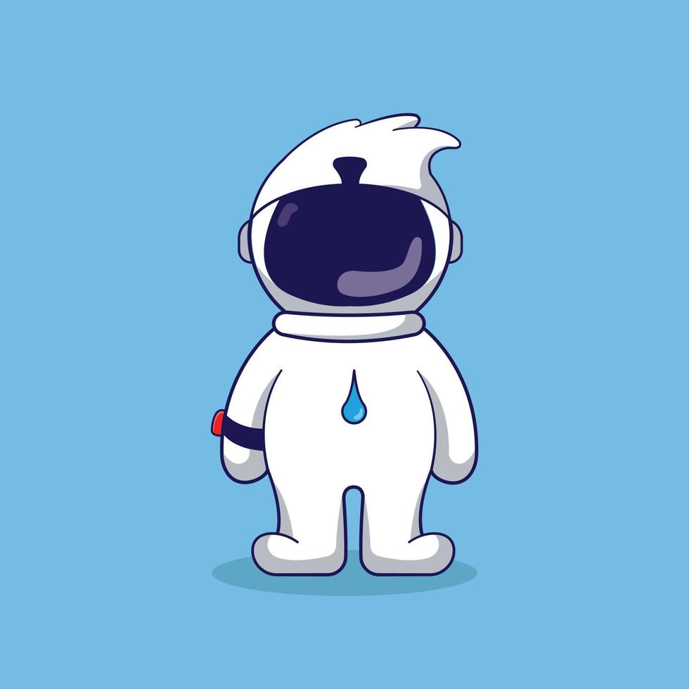 lindo astronauta de pie mientras piensa en el futuro vector