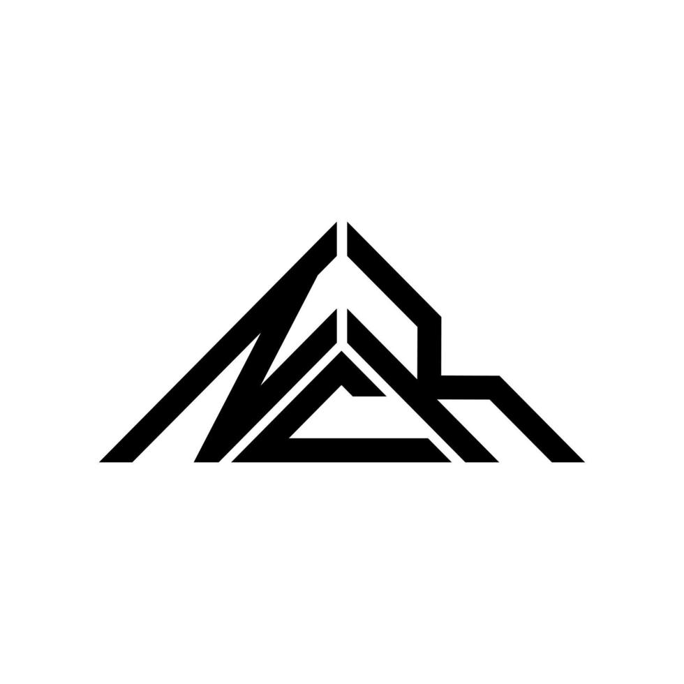 NCK letter logo creative design with vector graphic, NCK simple and modern logo in triangle shape.